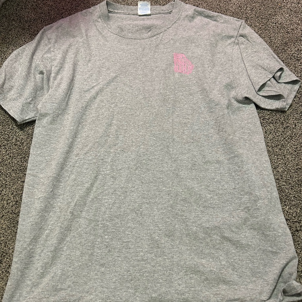 Classic Gray Tee with Pink Accent